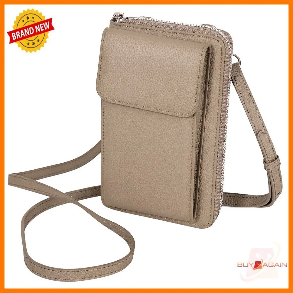Genuine Leather Crossbody Phone Purse Wallet Adjustable Strap Fits 6.1 Inch